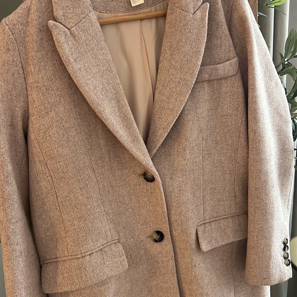 H&M Wool Blend Coat Dusty Pink Grey - Picture 6 of 14